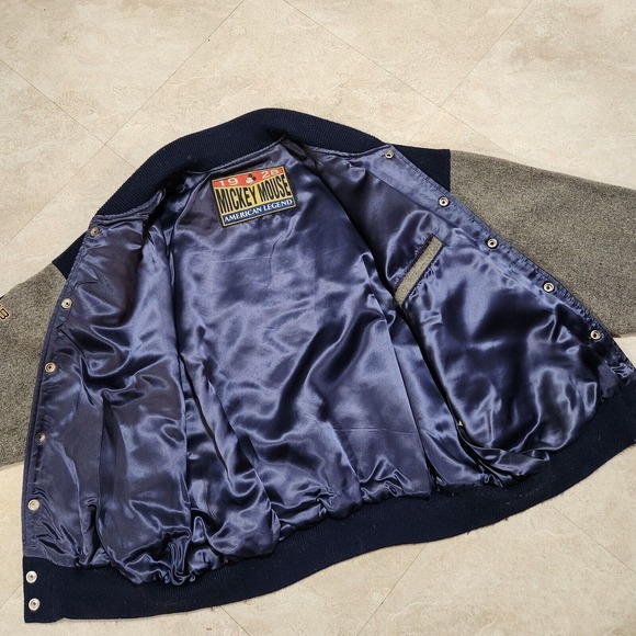 VTG Walt Disney Mens L Large Mickey Mouse Wool Varsity Bomber Jacket USA Made - Picture 11 of 12